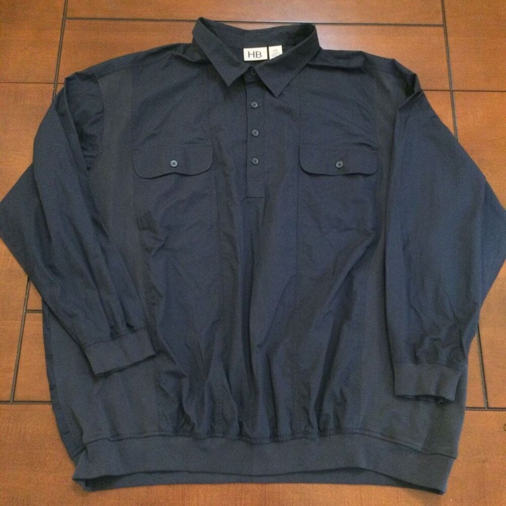 HB Blue men’s 1/4 button up long sleeve black 4x